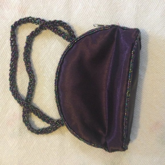 Temptation Italy Women's beaded mini small purse hand bag purple - Picture 2 of 4
